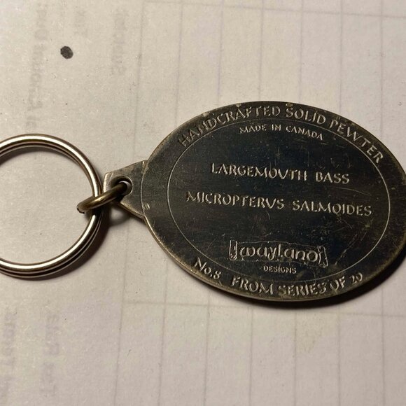 Keychain Largemouth Bass Fishing Pewter Keychain 1989 adirondack scenes - Picture 2 of 2